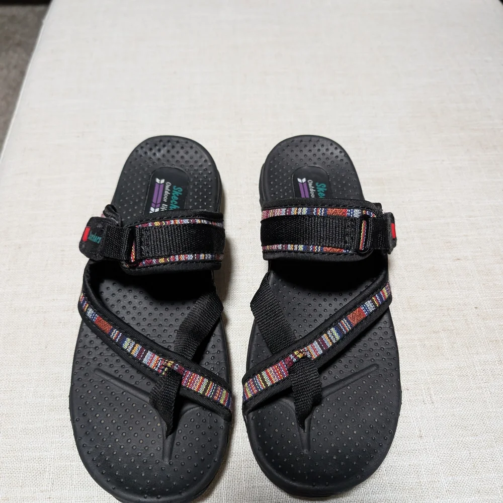 Black Sandals with Multicolor Straps - Picture 2 of 5